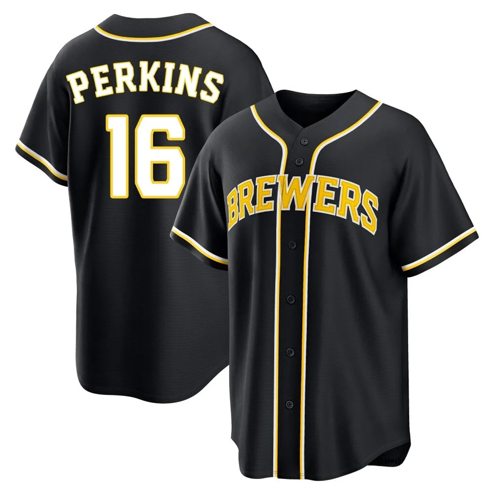 Friene M.Brewers #16 Blake Perkins Player Black Fashion Out Home Game Stitched Jerseys