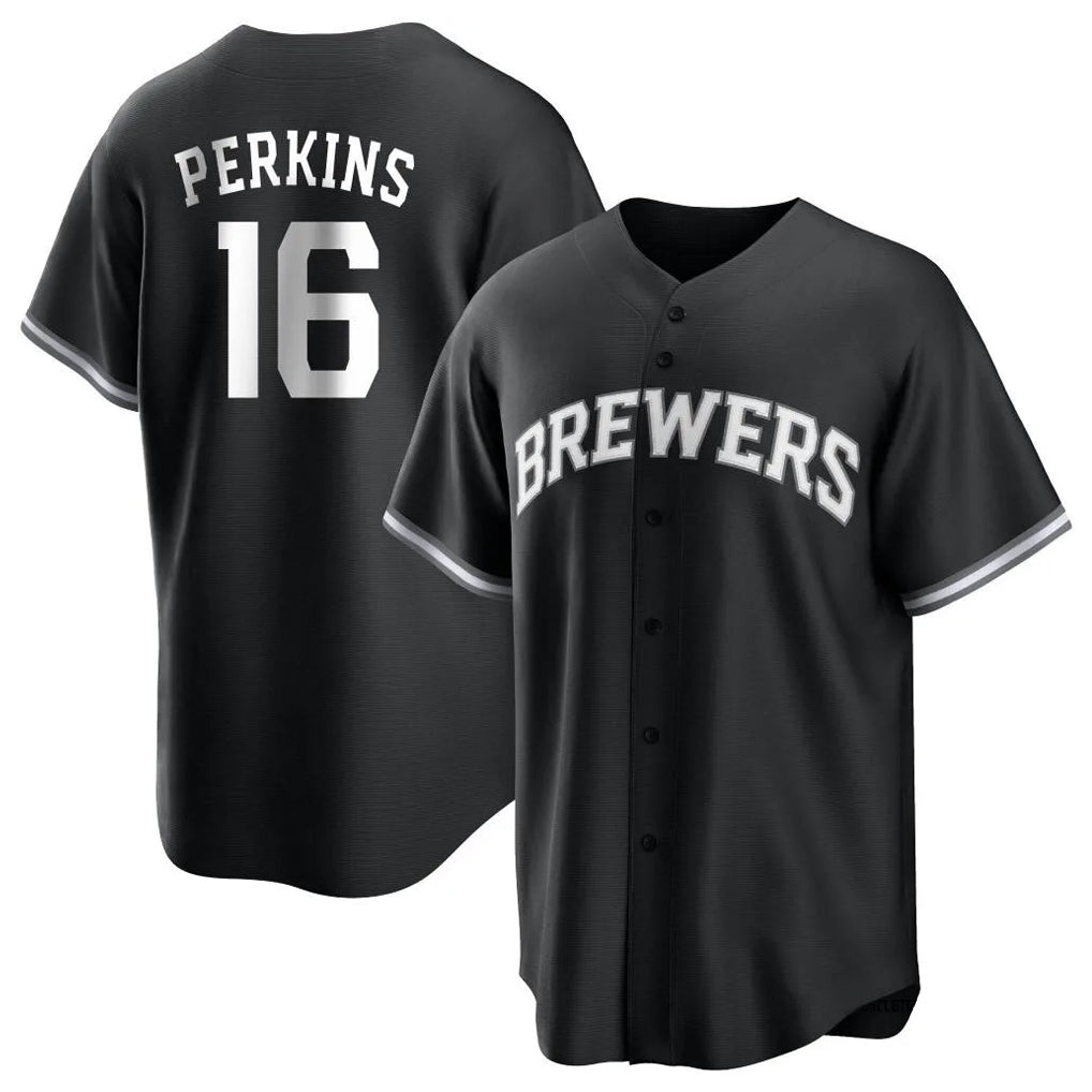 Friene M.Brewers #16 Blake Perkins Player Black Game Home Stitched Jerseys