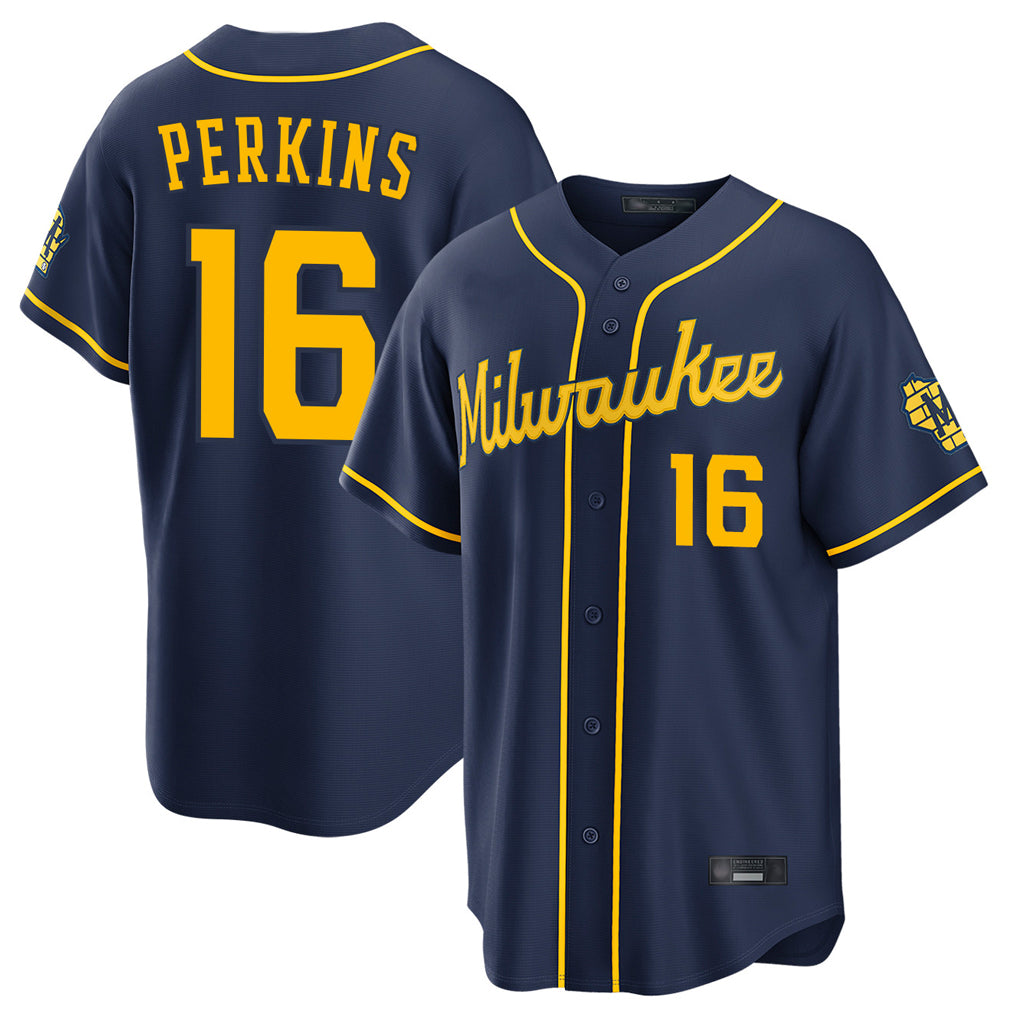 Friene M.Brewers #16 Blake Perkins Player Navy Home Stadium Game Stitched Jerseys