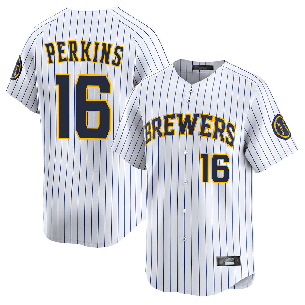 Friene M.Brewers #16 Blake Perkins Player White Stripes Home Limited Game Stitched Jerseys