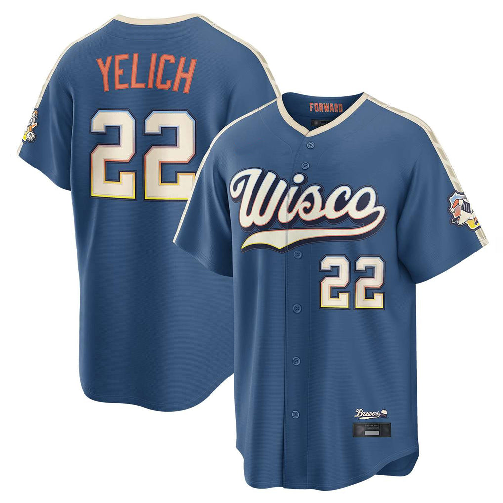 Friene M.Brewers #22 Christian Yelich Player Blue 2026 City Connect Home Game Stitched Jerseys