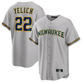 Friene M.Brewers #22 Christian Yelich Player Gray Home Game Stitched Jerseys