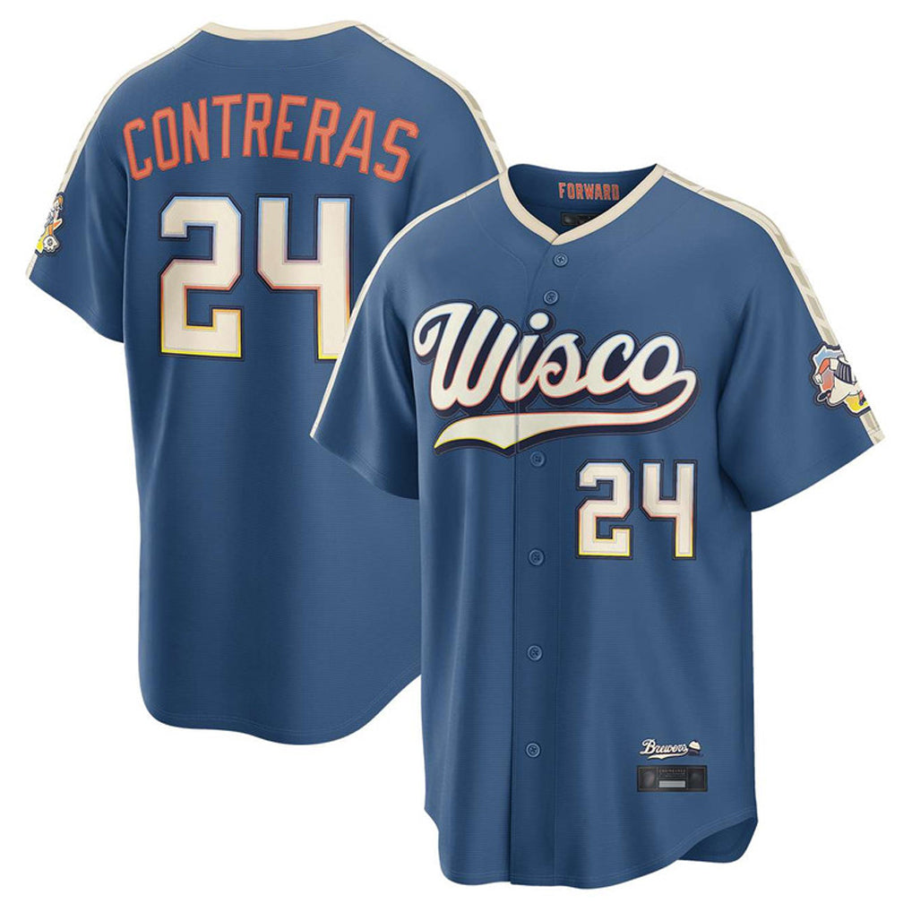 Friene M.Brewers #24 William Contreras Player Blue 2026 City Connect Home Game Stitched Jerseys