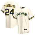 Friene M.Brewers #24 William Contreras Player Cream Home Game Stitched Jerseys