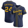 Friene M.Brewers #24 William Contreras Player Navy Home Limited Elite Stitched Jerseys