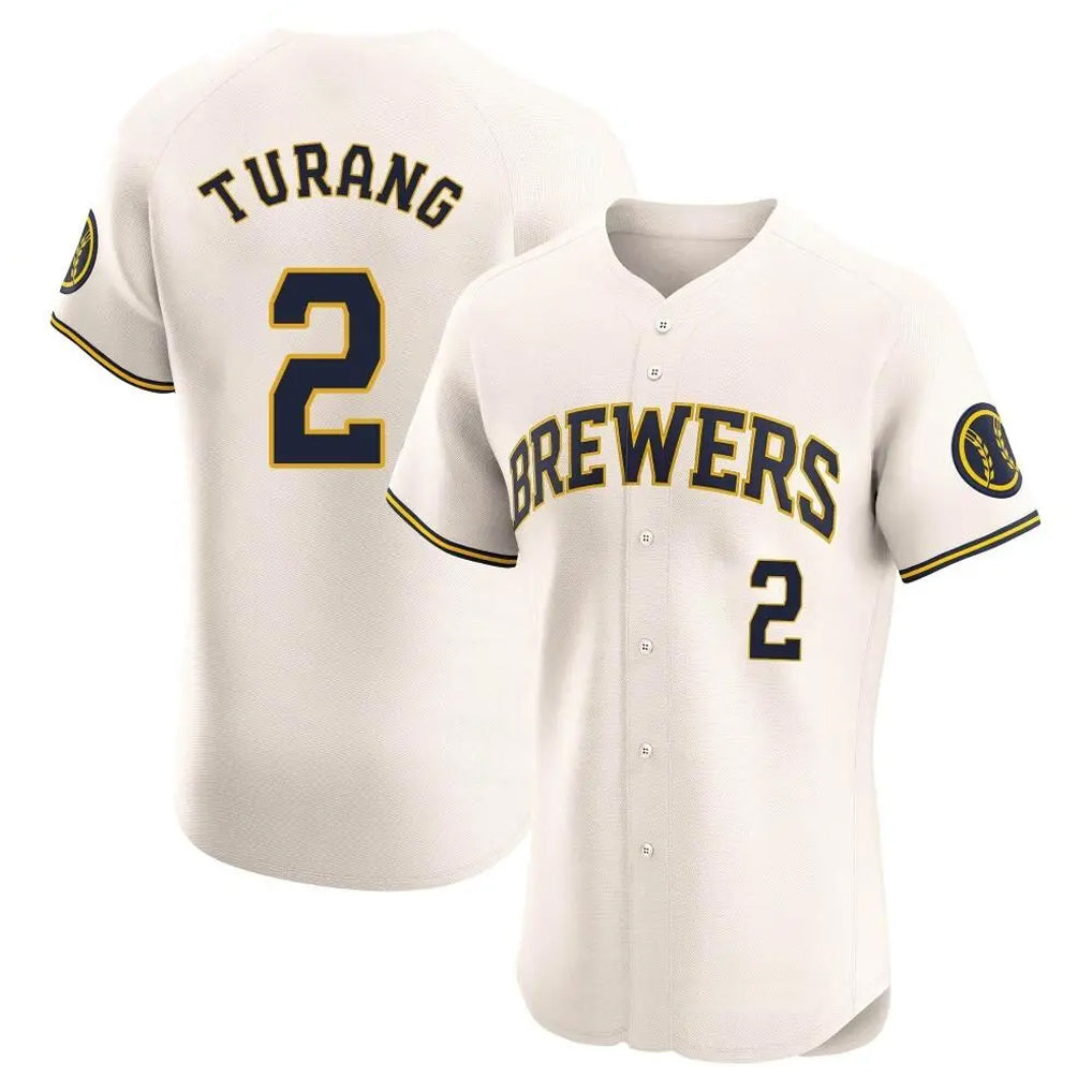 Friene M.Brewers #2 Brice Turang Player Cream Home Limited Elite Stitched Jerseys