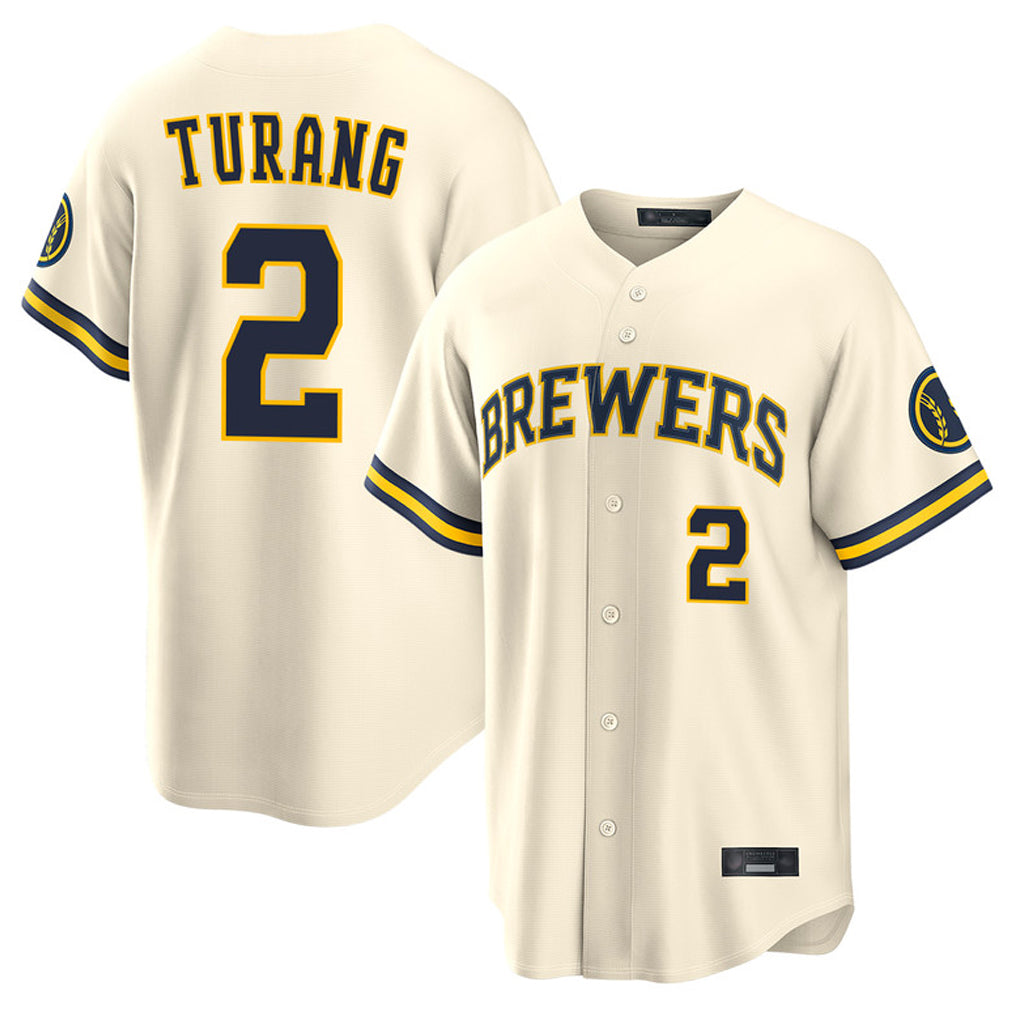 Friene M.Brewers #2 Brice Turang Player Cream Home Limited Stitched Jerseys