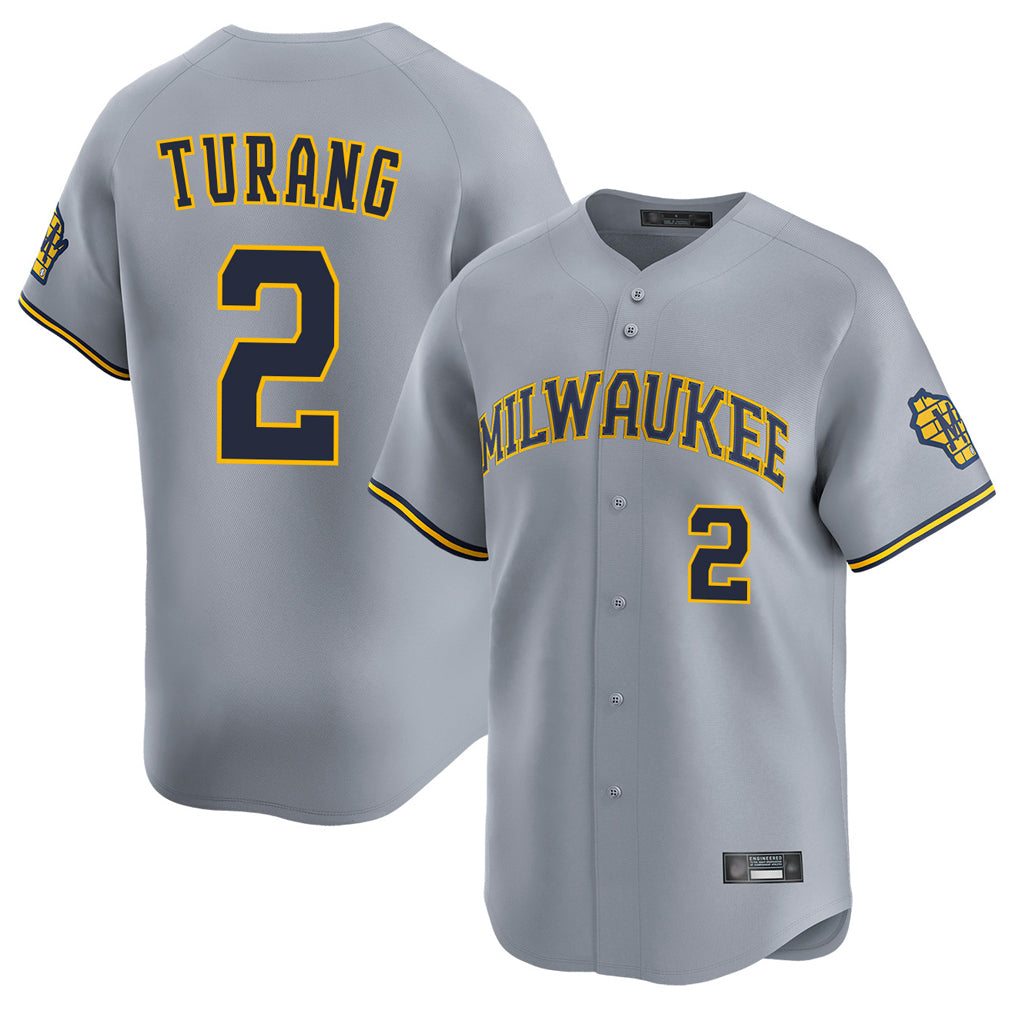 Friene M.Brewers #2 Brice Turang Player Gray Home Limited Stitched Jerseys