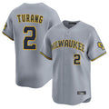 Friene M.Brewers #2 Brice Turang Player Gray Home Limited Stitched Jerseys