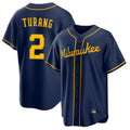 Friene M.Brewers #2 Brice Turang Player Navy Home Game Stitched Jerseys