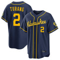 Friene M.Brewers #2 Brice Turang Player Navy Home Stadium Game Stitched Jerseys