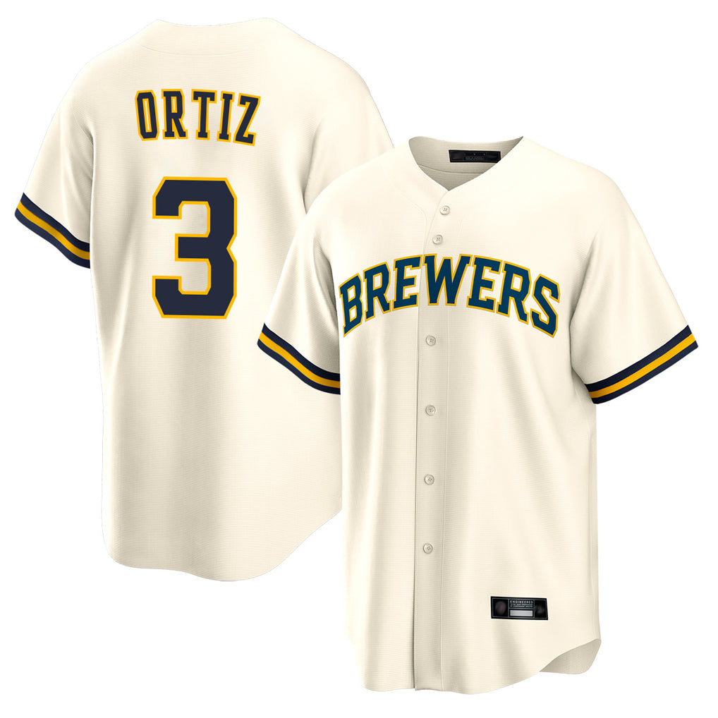 Friene M.Brewers #3 Joey Ortiz Player Cream Home Game Stitched Jerseys