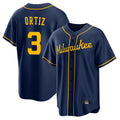 Friene M.Brewers #3 Joey Ortiz Player Navy Home Game Stitched Jerseys