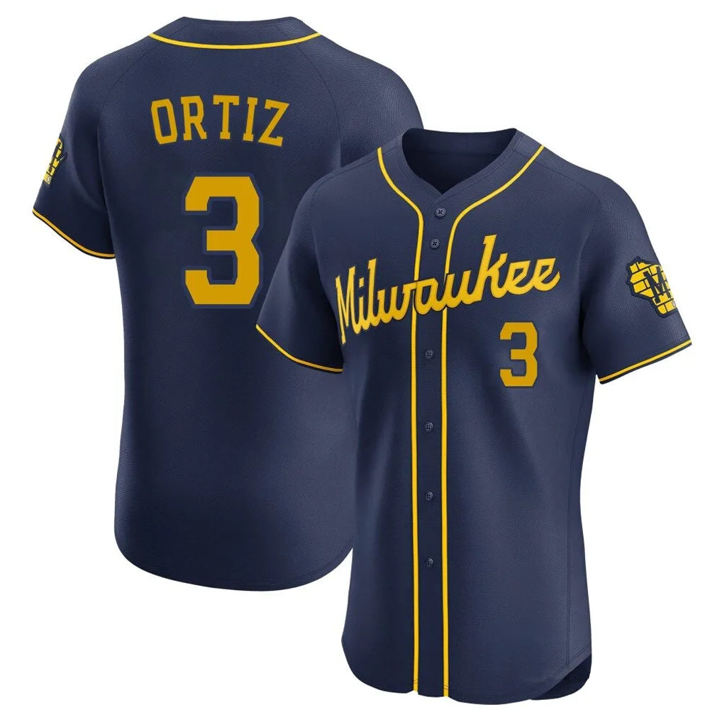 Friene M.Brewers #3 Joey Ortiz Player Navy Home Limited Elite Stitched Jerseys