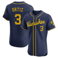 Friene M.Brewers #3 Joey Ortiz Player Navy Home Limited Elite Stitched Jerseys