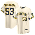 Friene M.Brewers #53 Brandon Woodruff Player Cream Home Limited Stitched Jerseys