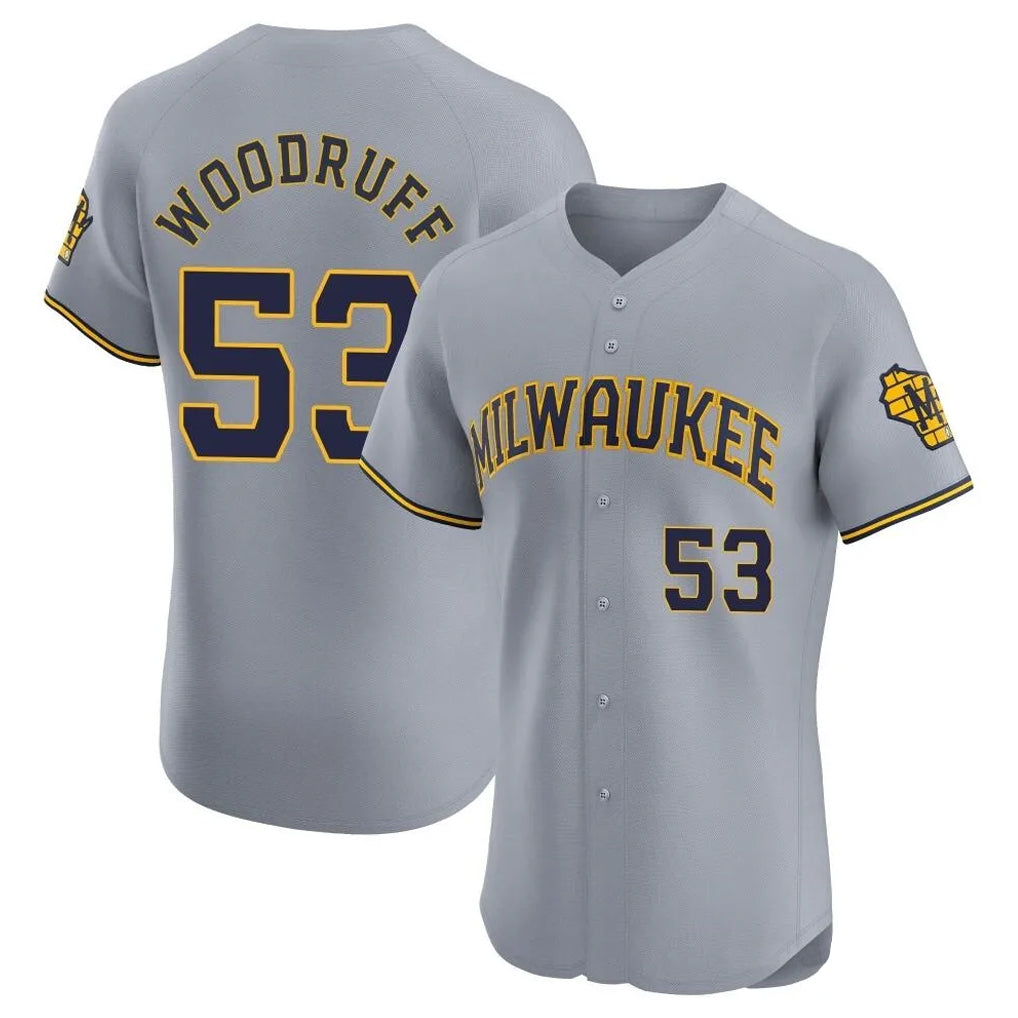 Friene M.Brewers #53 Brandon Woodruff Player Gray Home Limited Elite Stitched Jerseys