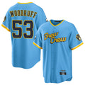 Friene M.Brewers #53 Brandon Woodruff Player Light Blue City Connect Home Game Stitched Jerseys