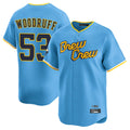 Friene M.Brewers #53 Brandon Woodruff Player Light Blue City Connect Home Limited Stitched Jerseys