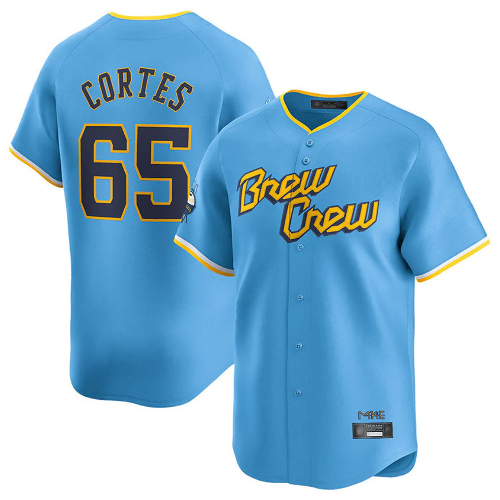 Friene M.Brewers #65 Nestor Cortes Player Light Blue City Connect Home Limited Stitched Jerseys