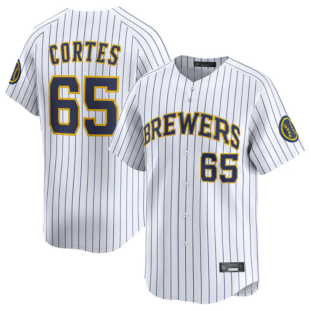 Friene M.Brewers #65 Nestor Cortes Player White Stripes Home Limited Game Stitched Jerseys