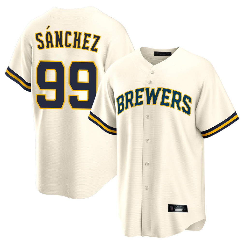 Friene M.Brewers #99 Gary Sanchez Player Cream Home Game Stitched Jerseys