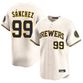 Friene M.Brewers #99 Gary Sanchez Player Cream Home Limited Game Stitched Jerseys