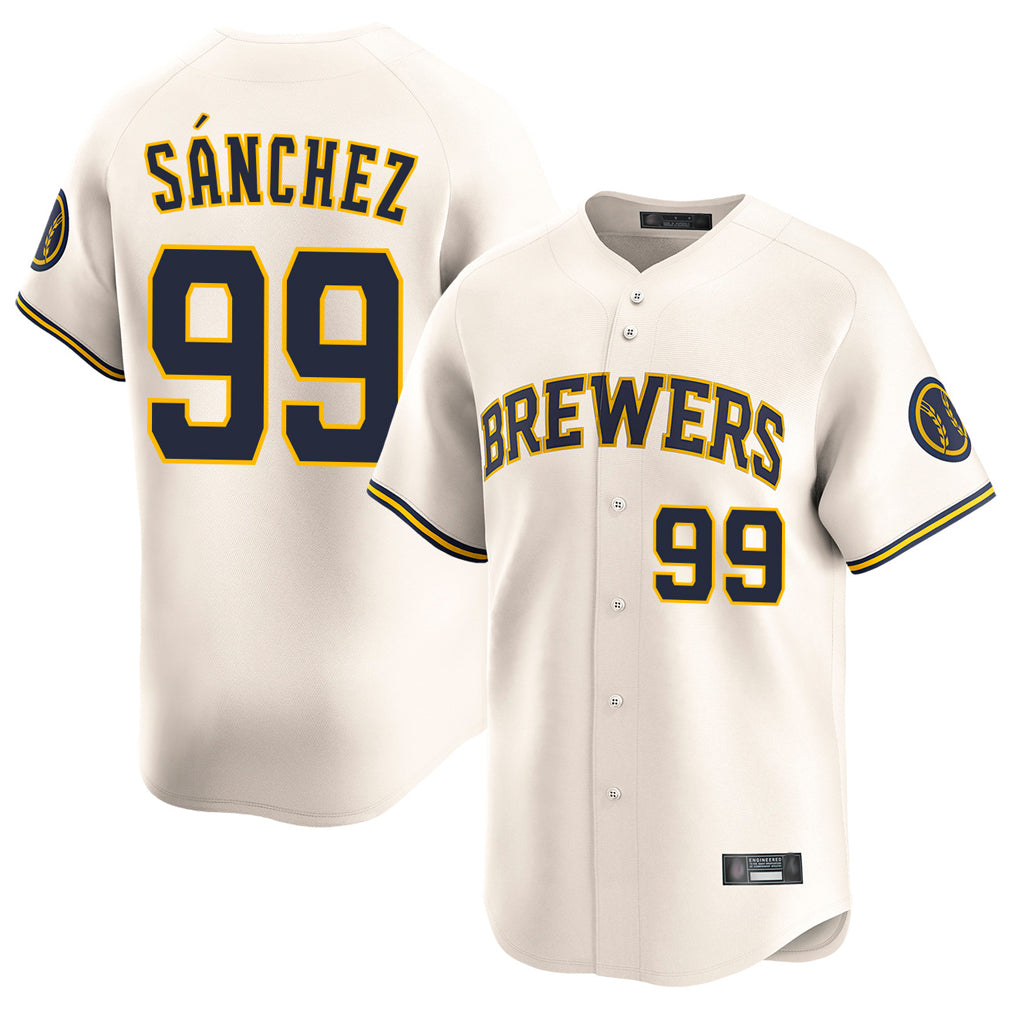 Friene M.Brewers #99 Gary Sanchez Player Cream Home Limited Game Stitched Jerseys