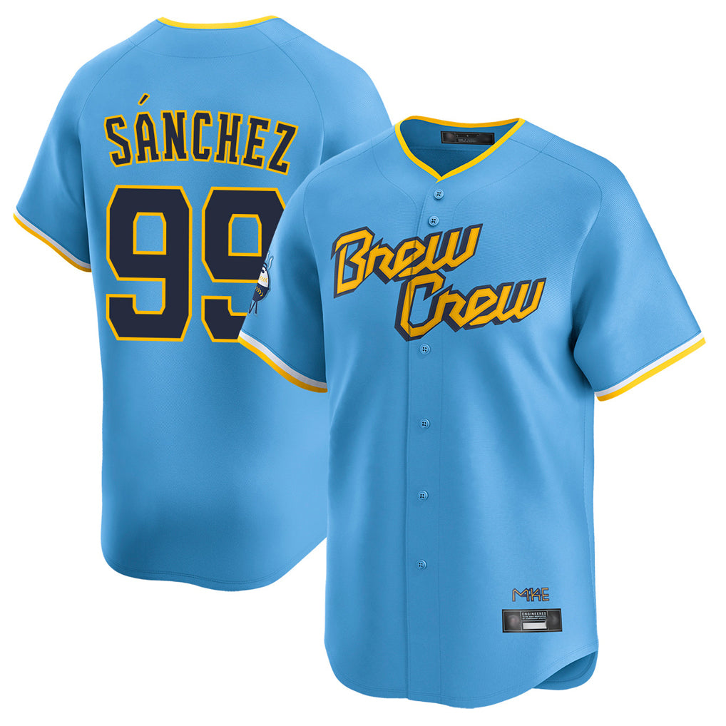 Friene M.Brewers #99 Gary Sanchez Player Light Blue City Connect Home Limited Stitched Jerseys