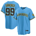 Friene M.Brewers #99 Gary Sanchez Player Light Blue Road Stadium Game Stitched Jerseys