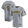 Friene M.Brewers #9 Bob Uecker Player Gray Home Limited Stitched Jerseys