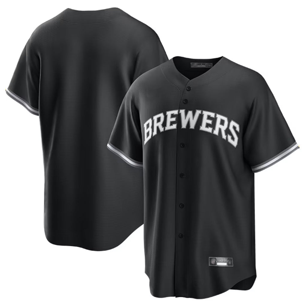 Friene M.Brewers ## Brewers Blank Player Black Game Home Stitched Jerseys