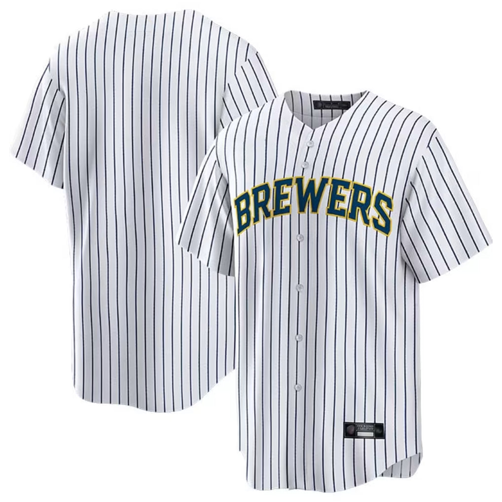 Friene M.Brewers ## Brewers Blank Player White Stripes Home Game Stitched Jerseys