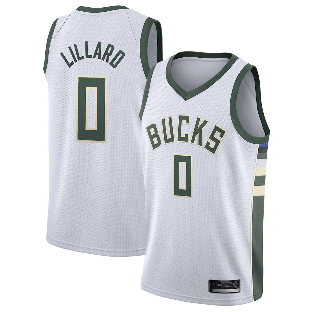Friene M.Bucks #0 Damian Lillard White Swingman Player Jerseys - Association Edition