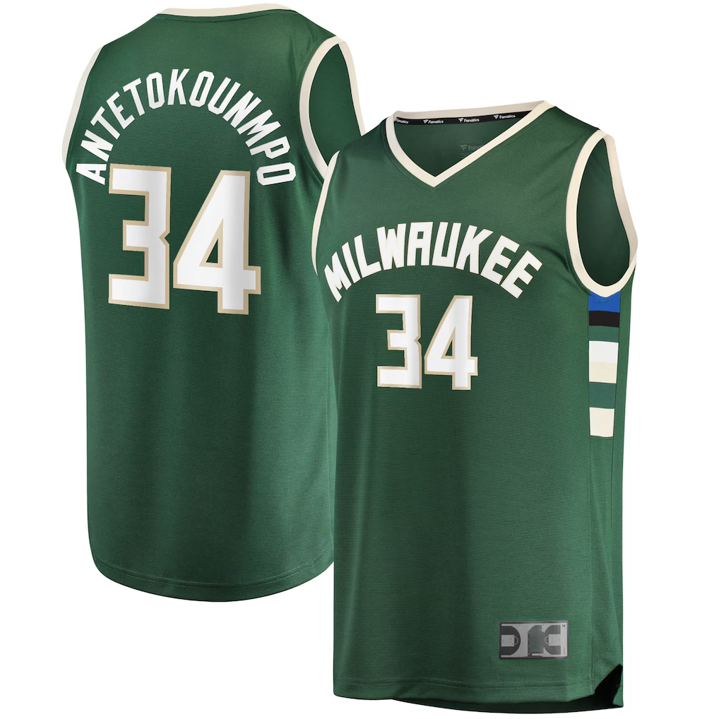 Friene M.Bucks #34 Giannis Antetokounmpo Hunter Green Big & Tall Fast Break Player Jerseys - Icon Edition