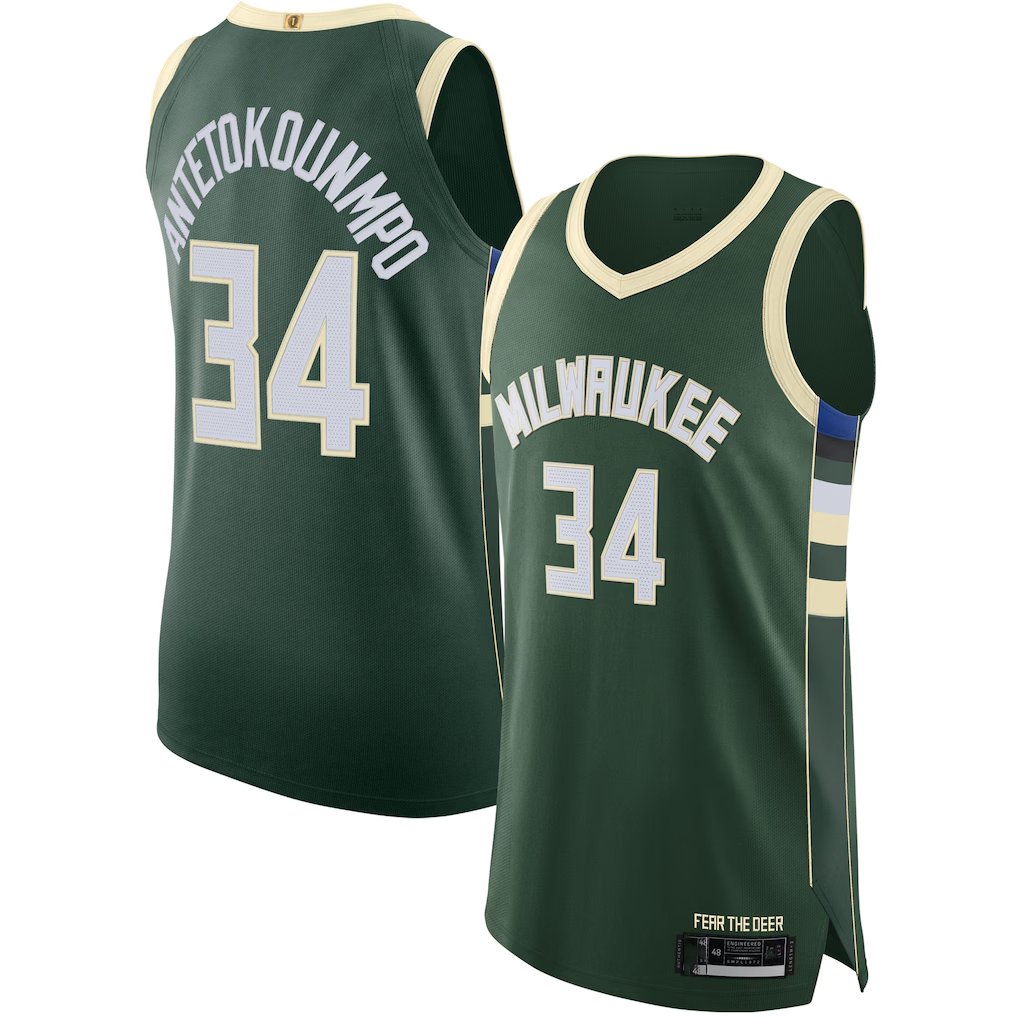 Friene M.Bucks #34 Giannis Antetokounmpo Hunter Green Authentic Jerseys - Icon Edition