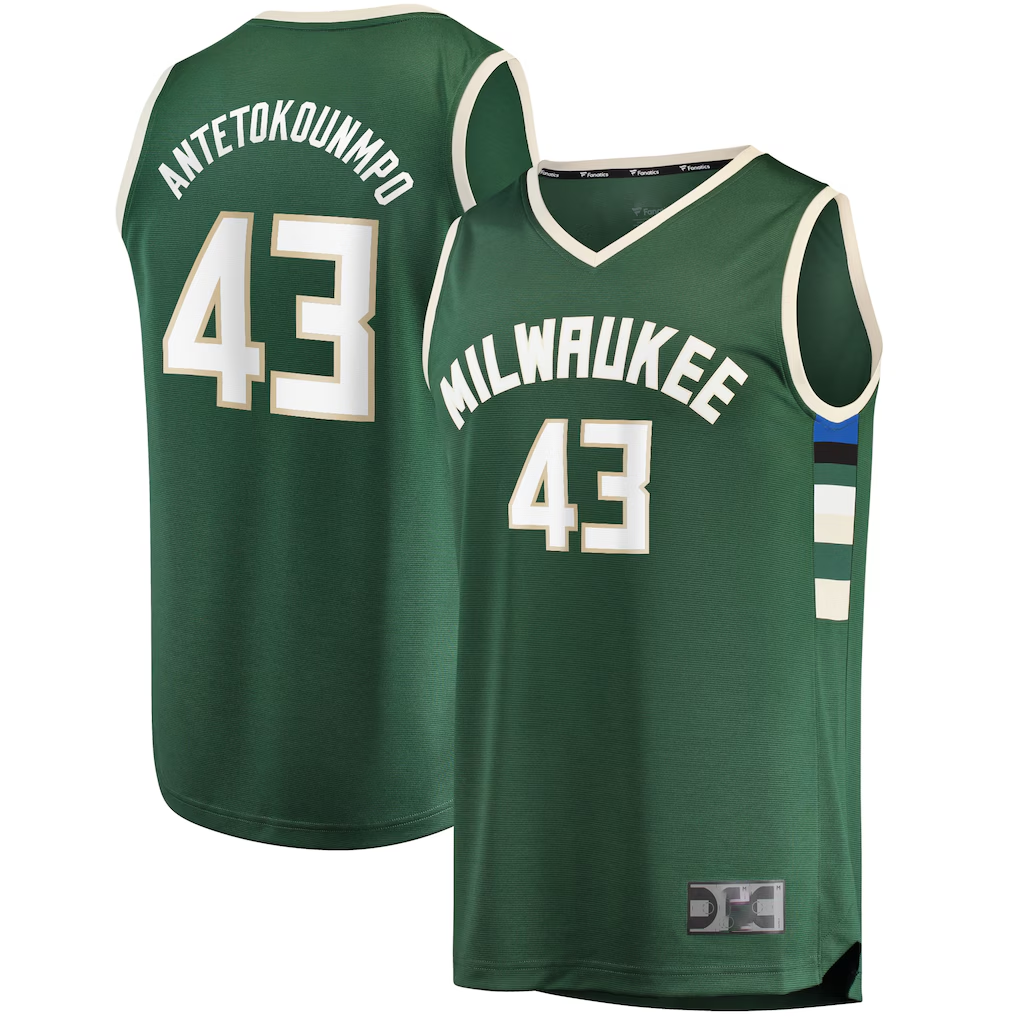 Friene M.Bucks #43 Thanasis Antetokounmpo Hunter Green Fast Break Replica Player Jerseys - Icon Edition