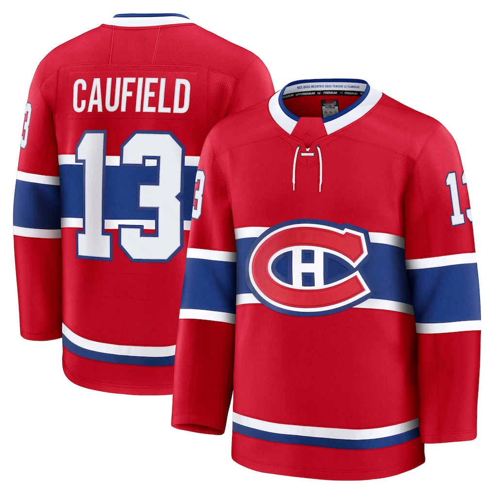 Friene M.Canadiens #13 Cole Caufield Red Home Premium Jerseys
