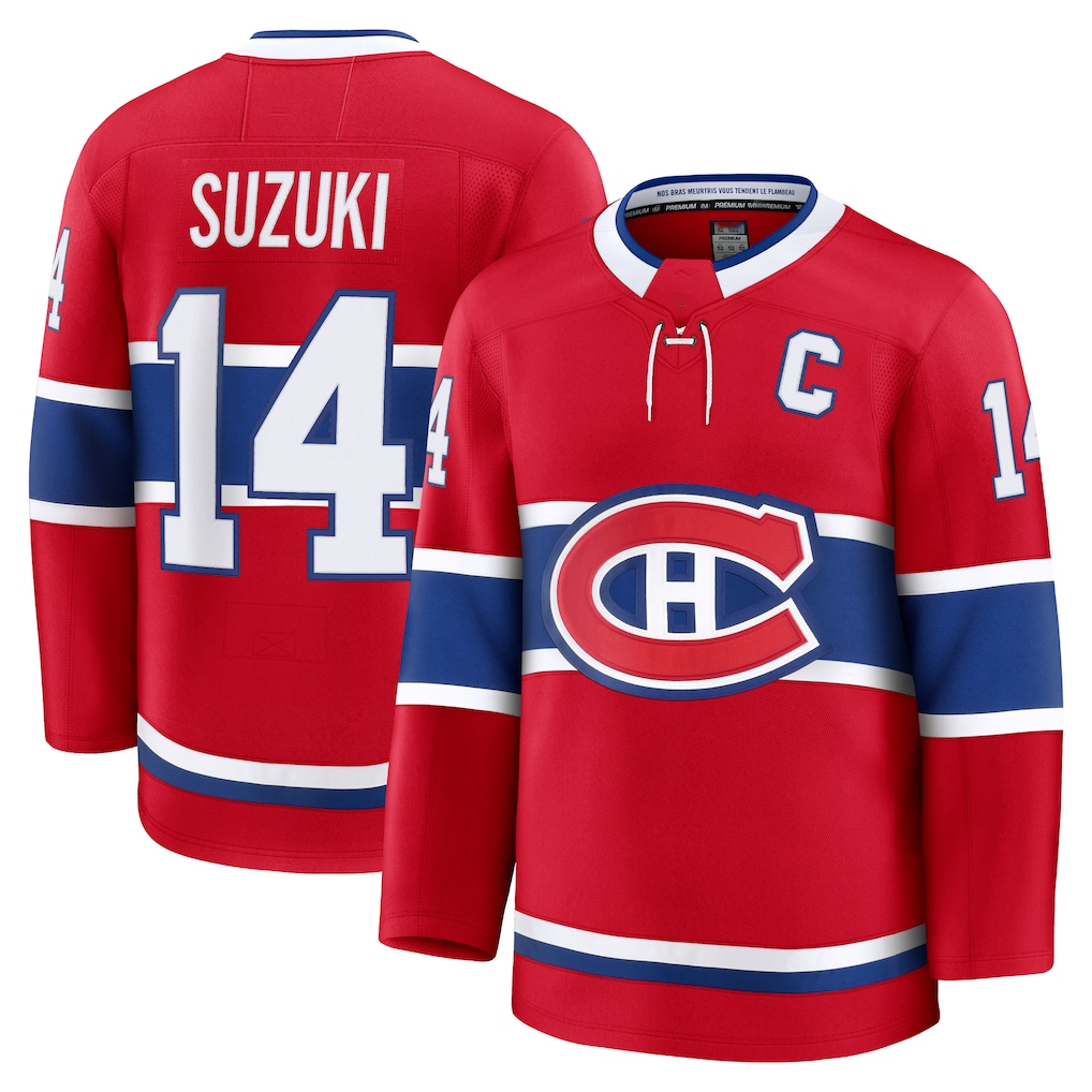 Friene M.Canadiens #14 Nick Suzuki Red Home Premium Jerseys