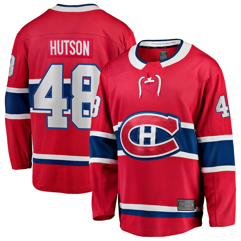 Friene M.Canadiens #48 Lane Hutson Red Home Breakaway Jerseys