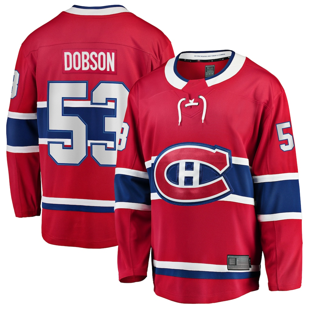 Friene M.Canadiens #53 Noah Dobson Red Home Breakaway Jerseys