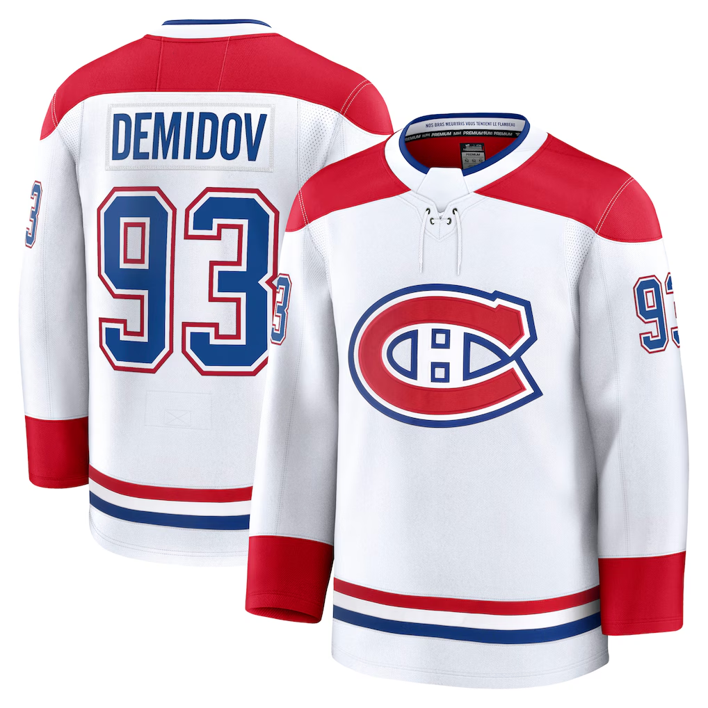 Friene M.Canadiens #93 Ivan Demidov White Away Premium Jerseys
