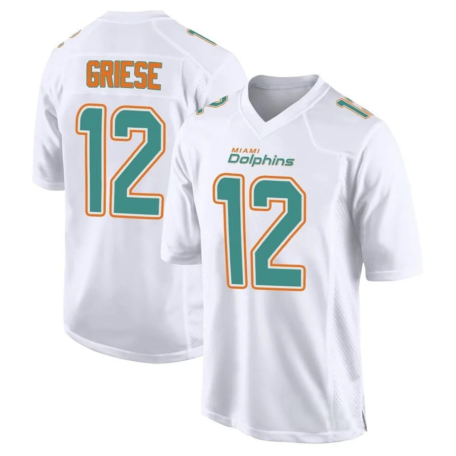 Friene M.Dolphins #12 Bob Griese Player White Fashion Game Stitched Jerseys