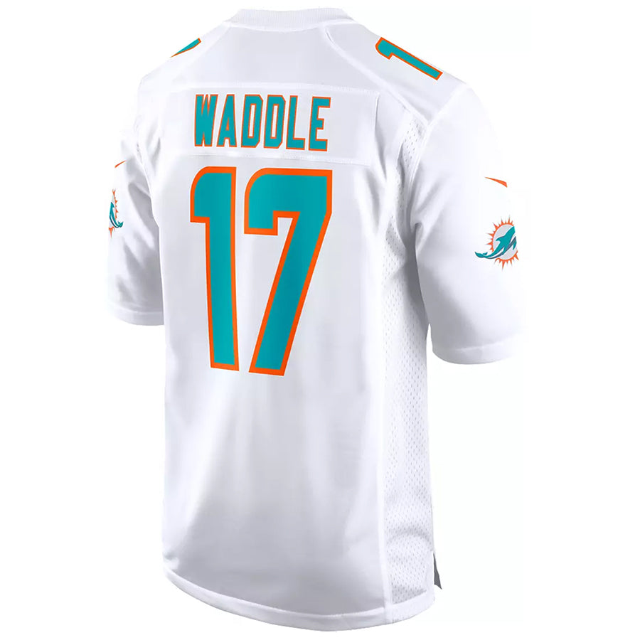 Friene M.Dolphins #17 Jaylen Waddle Player White Home Game Stitched Jerseys