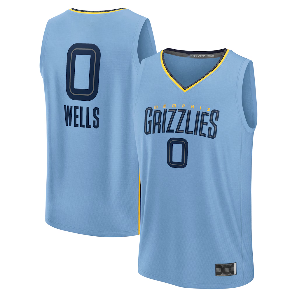 Friene M.Grizzlies #0 Jaylen Wells Light Blue Fast Break Replica Player Stitched Jerseys- Statement Edition