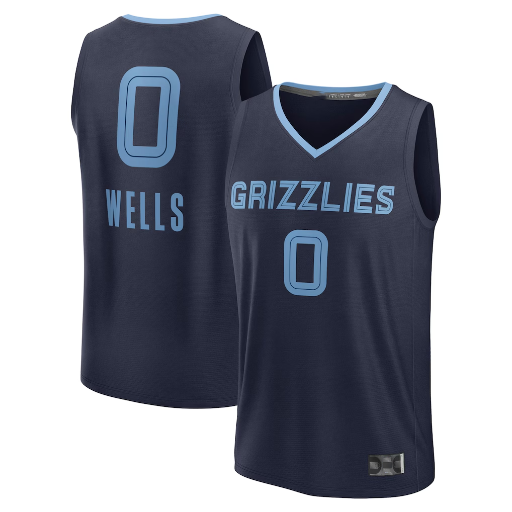 Friene M.Grizzlies #0 Jaylen Wells Navy Fast Break Replica Player Stitched Jerseys- Icon Edition