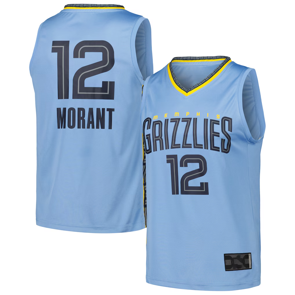 Friene M.Grizzlies #12 Ja Morant Light Blue Fast Break Replica Player Stitched Jerseys- Statement Edition