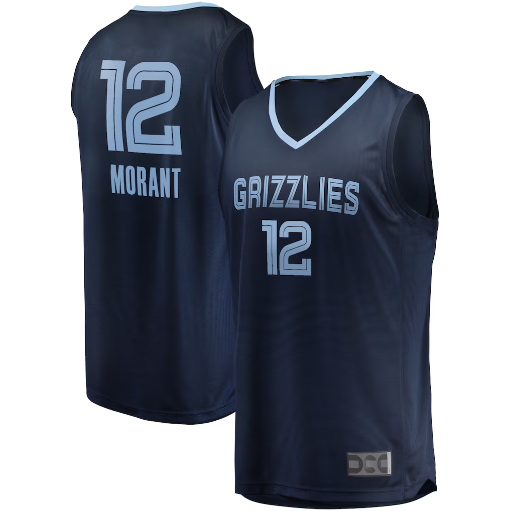 Friene M.Grizzlies #12 Ja Morant Navy Big & Tall Fast Break Player Stitched Jerseys- Icon Edition