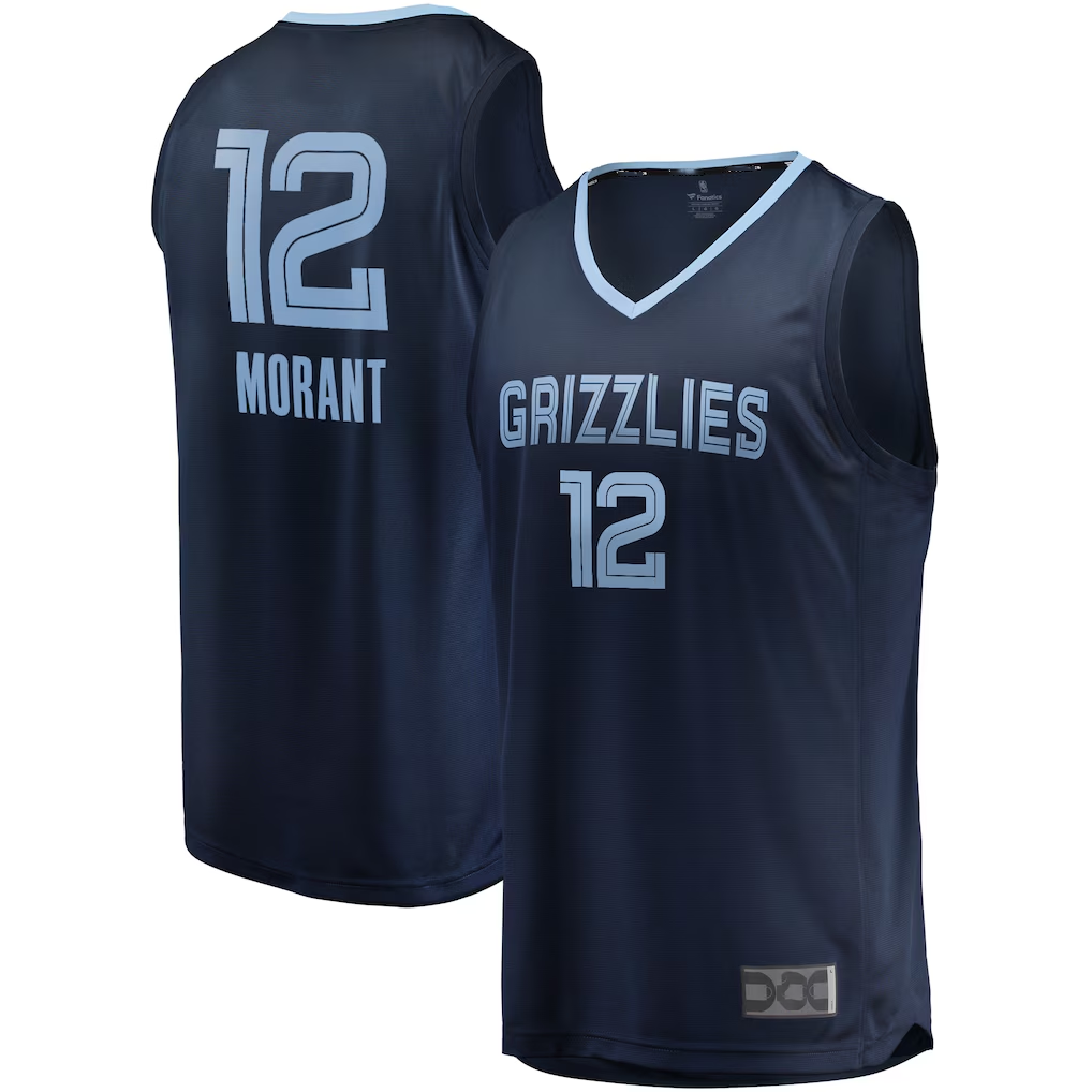 Friene M.Grizzlies #12 Ja Morant Navy Fast Break Replica Stitched Jerseys- Icon Edition