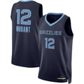Friene M.Grizzlies #12 Ja Morant Navy Swingman Stitched Jerseys- Icon Edition